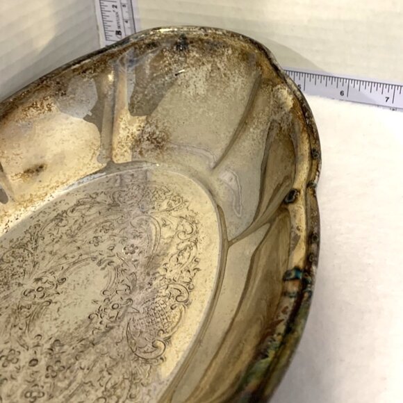 Vintage Modern Silver Silver-on-Copper Serving Tray/Platter 12" x 7" - Picture 4 of 5